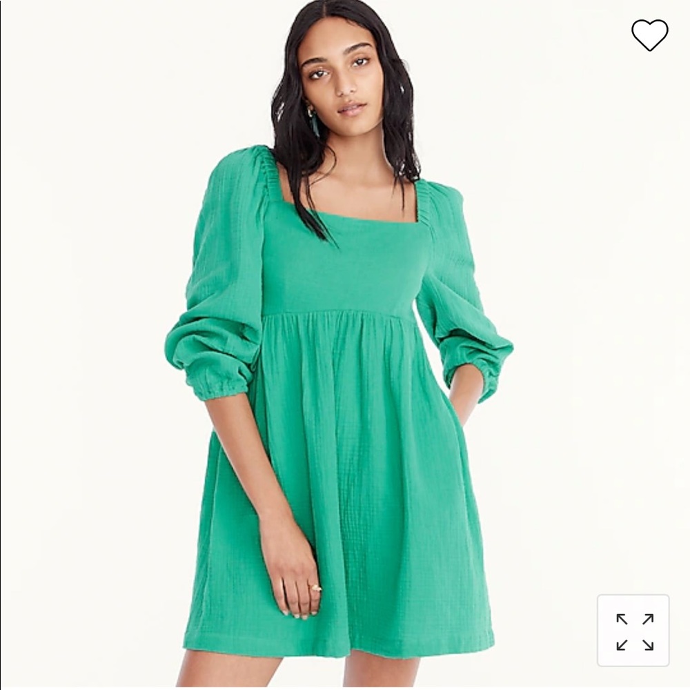 Squareneck soft-crinkle gauze dress